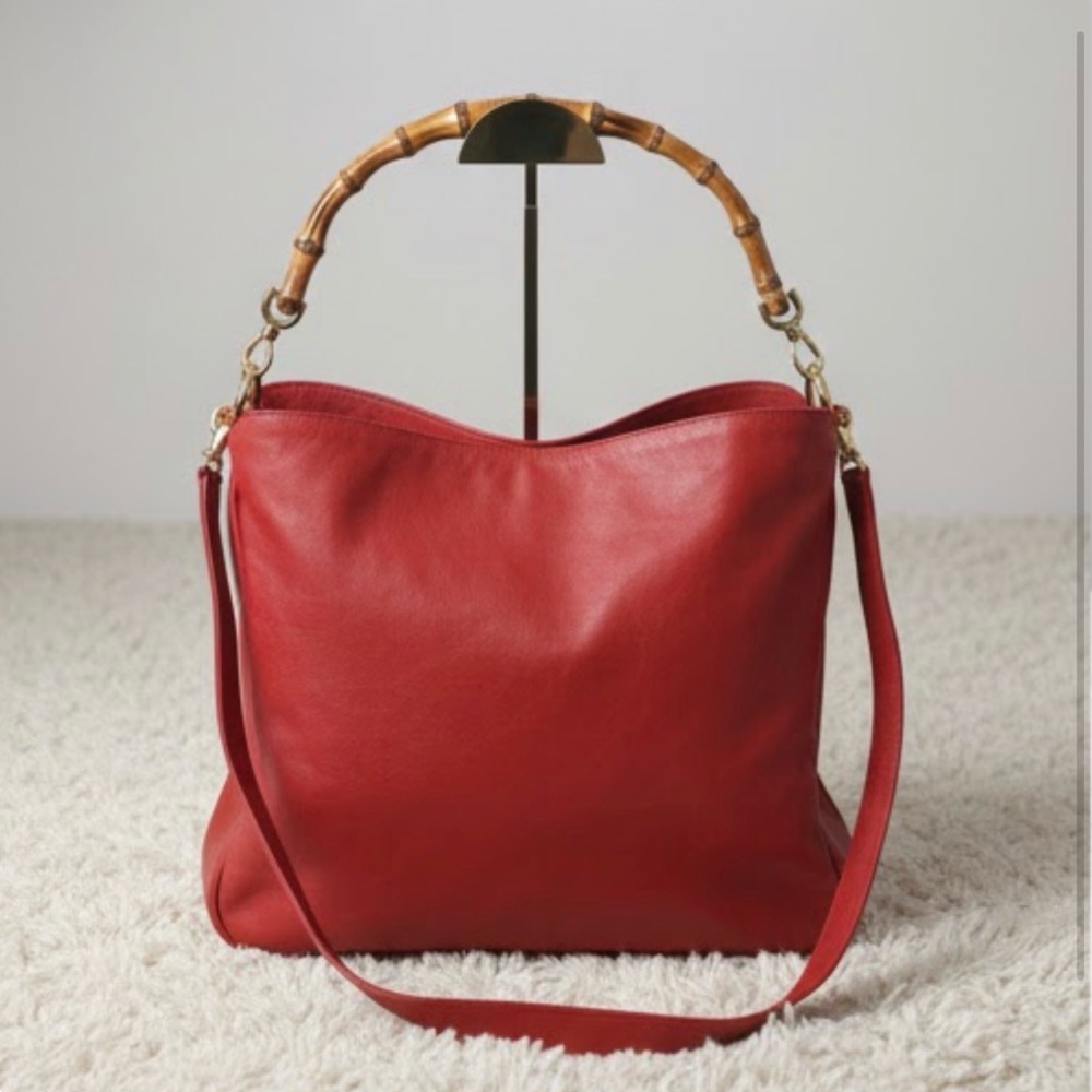 Gucci Vintage 2 Way Red Leather Handbag - Picture 3 of 16
